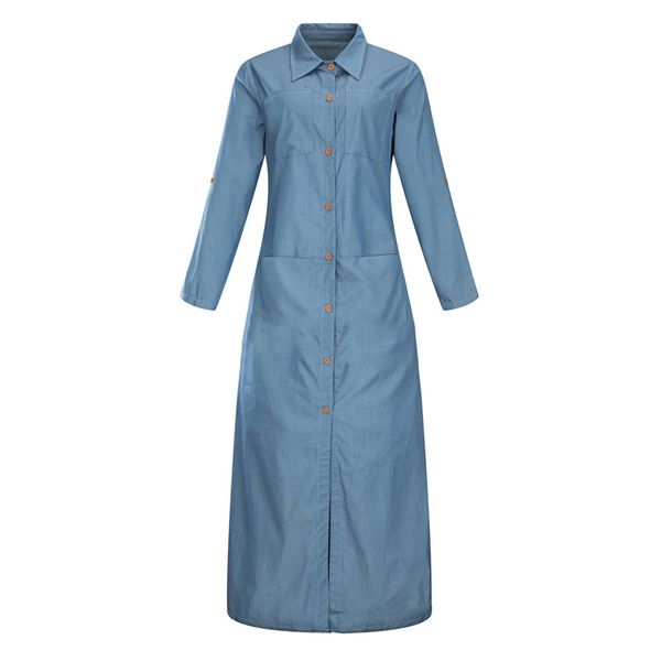 women casual long sleeve buttons down shirt dress new autumn elegant denim blue loose split work vestidos plus size, Black;gray
women casual long sleeve buttons down shirt dress new autumn elegant denim blue loose split work vestidos plus size, Black;gray