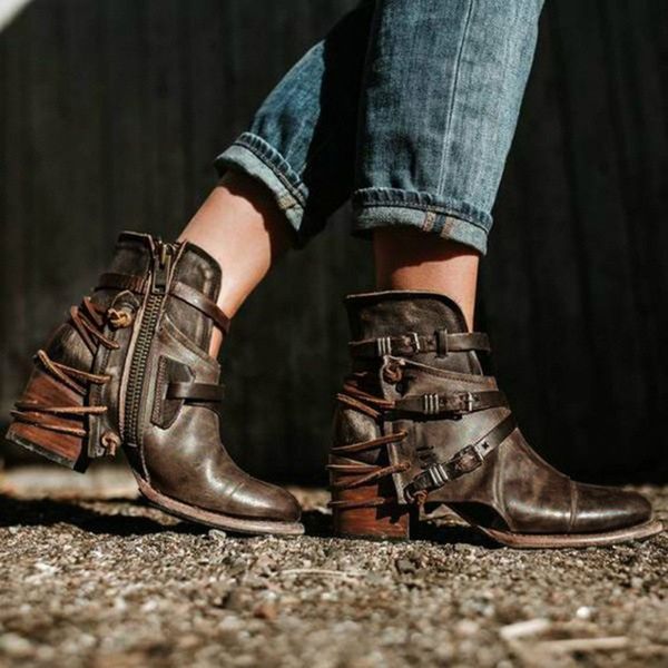 round leather buckle strap with irregular thick zipper ankle boots square heel outdoor leisure boot round toe winter boots women, Black
round leather buckle strap with irregular thick zipper ankle boots square heel outdoor leisure boot round toe winter boots women, Black