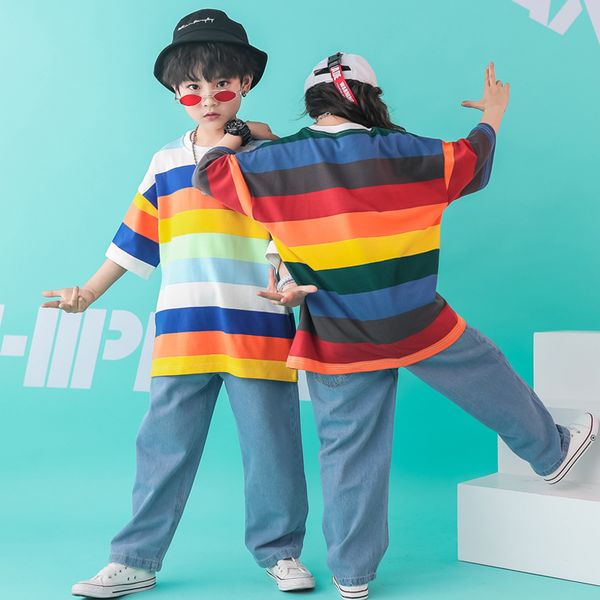 summer child hip hop clothing casual pants striped oversized t shirt for girls boys dance costume ballroom dancing clothes, Black;red
summer child hip hop clothing casual pants striped oversized t shirt for girls boys dance costume ballroom dancing clothes, Black;red