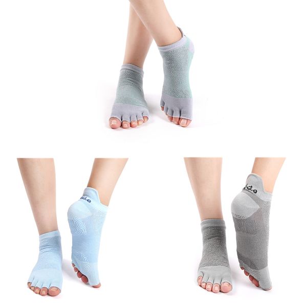 2 pair women's yoga socks with grips ladies anti-skid five half toe cotton socks yoga pilates ballet gym fitness sports, Black
2 pair women's yoga socks with grips ladies anti-skid five half toe cotton socks yoga pilates ballet gym fitness sports, Black