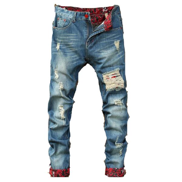 new trend fashion men jeans long length trousers solid slim pocket stright hole men denim jeans brand, Blue
new trend fashion men jeans long length trousers solid slim pocket stright hole men denim jeans brand, Blue