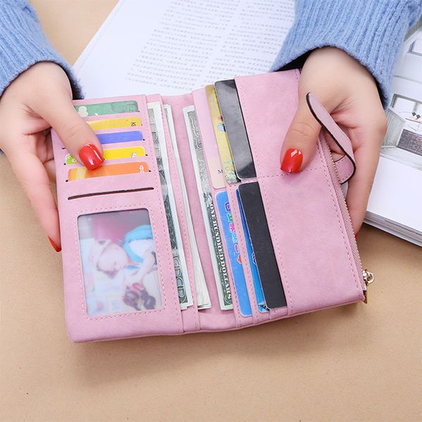 women long wallet frosted pu leather purse with zipper pocket long female wallet msj99, Red;black
women long wallet frosted pu leather purse with zipper pocket long female wallet msj99, Red;black