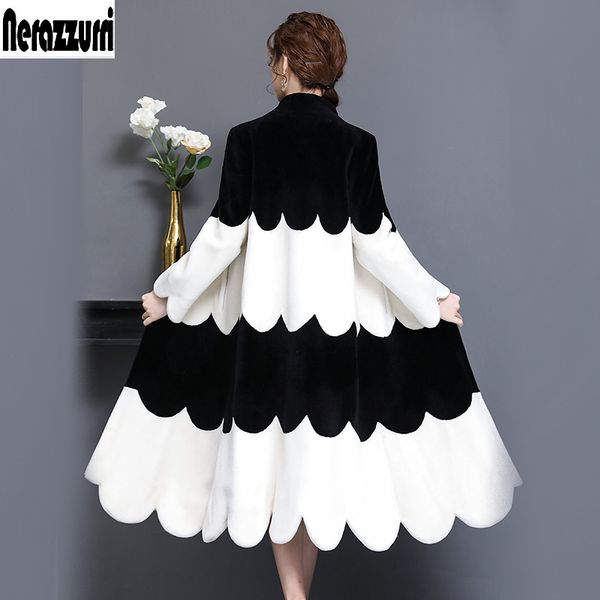 nerazzurri real fur coat long female winter natural sheep fur coats women patchwork plus size sheared lamb overcoat 5xl 6xl, Black
nerazzurri real fur coat long female winter natural sheep fur coats women patchwork plus size sheared lamb overcoat 5xl 6xl, Black