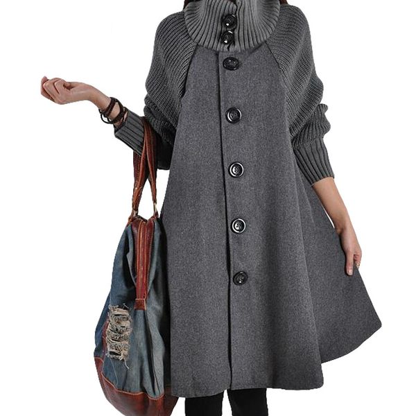 2018 autumn winter new women korean woolen coats long sleeves loose streetwear cloak a-line female turtleneck outerwear h62, Black
2018 autumn winter new women korean woolen coats long sleeves loose streetwear cloak a-line female turtleneck outerwear h62, Black