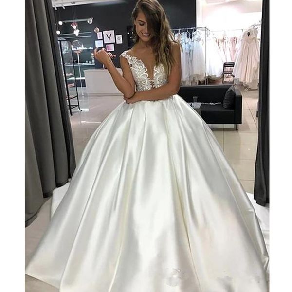 vintage satin wedding dresses 2020 robe de mariee v neck off the shoulder wedding gowns custom made a line bridal dress, White
vintage satin wedding dresses 2020 robe de mariee v neck off the shoulder wedding gowns custom made a line bridal dress, White