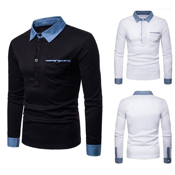 shirts casual solid color plus size mens designer tshirts fashion patchwork lapel neck long sleeve polo, White;black
shirts casual solid color plus size mens designer tshirts fashion patchwork lapel neck long sleeve polo, White;black