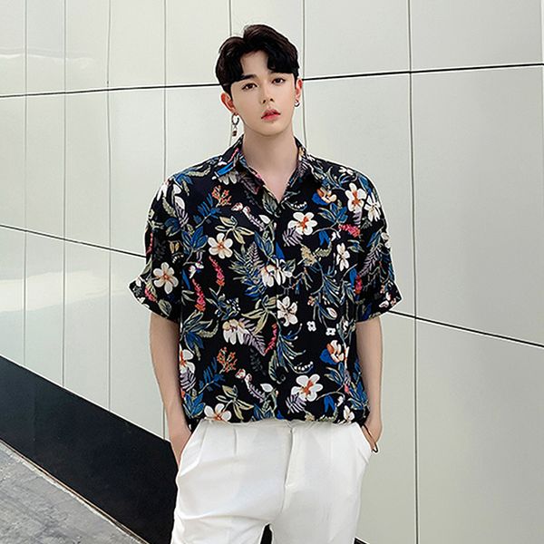 summer fashion trends 2020 men flowers printing casual shirt short sleeve button casual party club shirt blouse cardigan, White;black
summer fashion trends 2020 men flowers printing casual shirt short sleeve button casual party club shirt blouse cardigan, White;black
