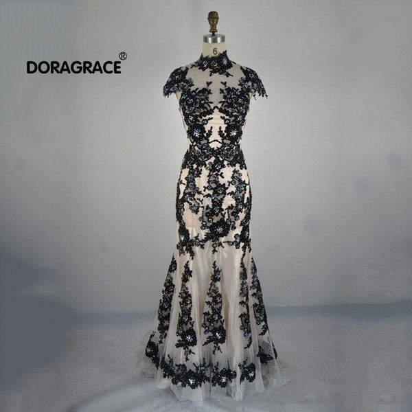 doragrace actual images black applique lace evening dresses mermaid prom gowns backless evening party dress long, White;black
doragrace actual images black applique lace evening dresses mermaid prom gowns backless evening party dress long, White;black