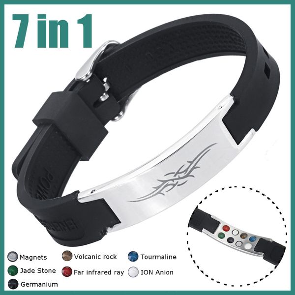 fashion 7 in 1 titanium magnetic energy armband power bio bracelet health pain relief magnet health bracelet new, Golden;silver 
fashion 7 in 1 titanium magnetic energy armband power bio bracelet health pain relief magnet health bracelet new, Golden;silver