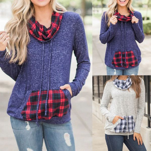 ladies women spring autumn long sleeve sweatshirt plaid turtleneck loose pullover clothes
ladies women spring autumn long sleeve sweatshirt plaid turtleneck loose pullover clothes