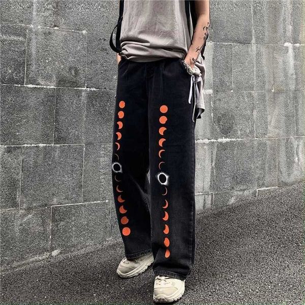 women men pants europe high street hip-hop graffiti printing loose wide straight casual black denim trousers high waist 2020, Blue
women men pants europe high street hip-hop graffiti printing loose wide straight casual black denim trousers high waist 2020, Blue