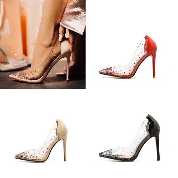 2020 womens luxury crystal transparent pointy toe pumps high superfine heels slippers sandals party shoes, Black
2020 womens luxury crystal transparent pointy toe pumps high superfine heels slippers sandals party shoes, Black