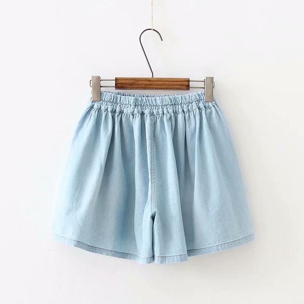 s23314 embroidered gem flower denim shorts mori series girl's loose and plus-sized korean-style summer students wide-leg shorts, Blue
s23314 embroidered gem flower denim shorts mori series girl's loose and plus-sized korean-style summer students wide-leg shorts, Blue