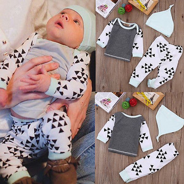 new 3pcs baby boys girls clothes kids long sleeve t-shirt +pants+hat outfit pajamas set children clothing set 0-24 months, White
new 3pcs baby boys girls clothes kids long sleeve t-shirt +pants+hat outfit pajamas set children clothing set 0-24 months, White