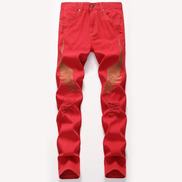 new tearing denim mens ripped jeans hip hop wing embroidery straight slim jeans men streetwear denim pants male trousers size 42, Blue
new tearing denim mens ripped jeans hip hop wing embroidery straight slim jeans men streetwear denim pants male trousers size 42, Blue