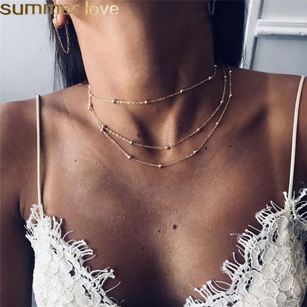 new fashion bohemian multi layer bead chain necklace female vintage gold 3 layer simple beach girl collar necklace for women jewelry, Silver
new fashion bohemian multi layer bead chain necklace female vintage gold 3 layer simple beach girl collar necklace for women jewelry, Silver