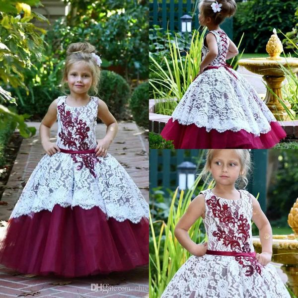 burgundy flower girl dresses jewel neck white lace floor length sleeveless belt ball gown girls pageant dress custom made kids formal dress, White;blue
burgundy flower girl dresses jewel neck white lace floor length sleeveless belt ball gown girls pageant dress custom made kids formal dress, White;blue