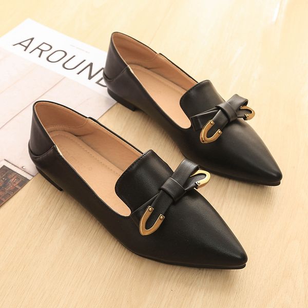 big size 2020 women fashion pointed toe casual flats shoes female shallow flat single shoes ladies bow-knot buckle england flats, Black
big size 2020 women fashion pointed toe casual flats shoes female shallow flat single shoes ladies bow-knot buckle england flats, Black