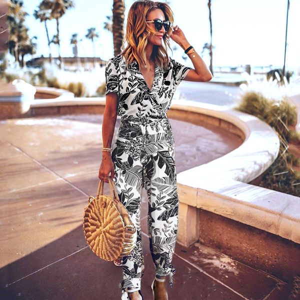 leaf printed women jumpsuits summer v-neck short sleeve long rompers casual lace up ankle length overalls holiday playsuits, Black;white
leaf printed women jumpsuits summer v-neck short sleeve long rompers casual lace up ankle length overalls holiday playsuits, Black;white
