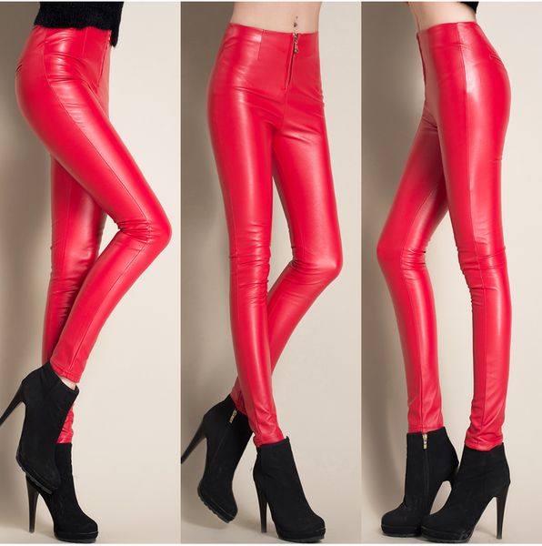 zipper skinny pu leather pants plus cashmere women trousers plus size stretch black leather pencil pants, Black;white
zipper skinny pu leather pants plus cashmere women trousers plus size stretch black leather pencil pants, Black;white