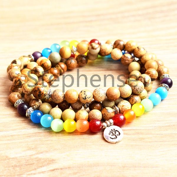 mg0645 cat eye gemstone 108 mala yoga bracelet 8 mm picture jasper ohm charm bracelet fashion yogi jewelry for women, Black
mg0645 cat eye gemstone 108 mala yoga bracelet 8 mm picture jasper ohm charm bracelet fashion yogi jewelry for women, Black