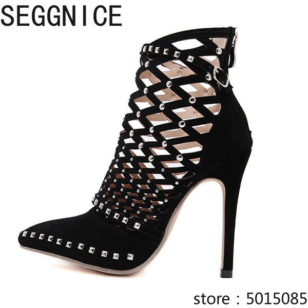 women high heel boots rivet hollow sandals fashion shoes 2019 ankle wild casual style, Black
women high heel boots rivet hollow sandals fashion shoes 2019 ankle wild casual style, Black