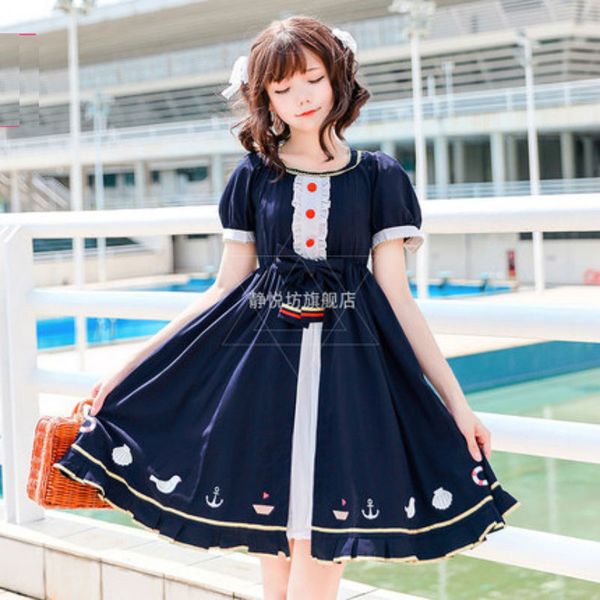japanese soft sister dresses lolita girl short sleeve navy style college daily sisters high waist lollita dress bow blue dress, Black;red
japanese soft sister dresses lolita girl short sleeve navy style college daily sisters high waist lollita dress bow blue dress, Black;red