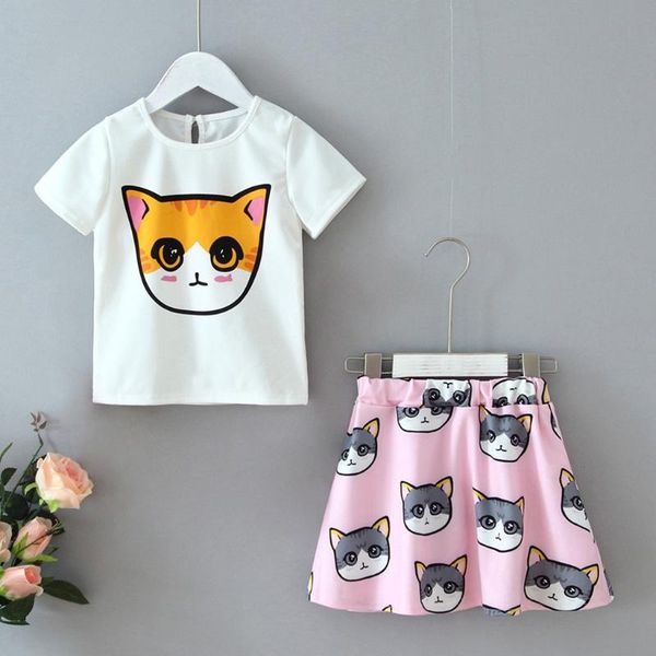 girls clothing suit short-sleeved t-shirt with skirt o-collar cute cat print soft hand feeling harm skin for 1-5 year kid, White
girls clothing suit short-sleeved t-shirt with skirt o-collar cute cat print soft hand feeling harm skin for 1-5 year kid, White