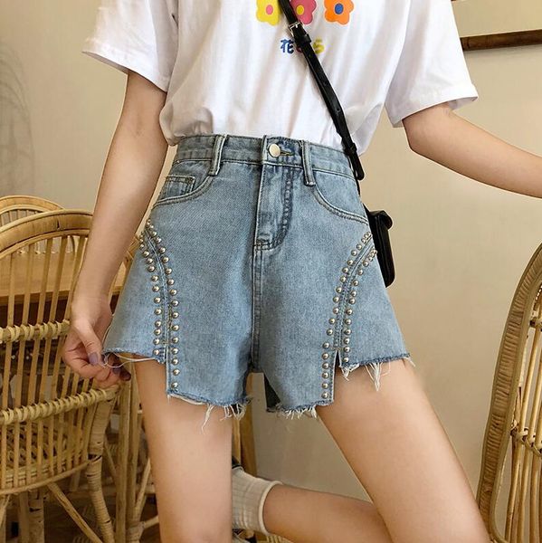 denim shorts women high waisted shorts 2020 summer beaded harajuku loose woman jean w317, White;black
denim shorts women high waisted shorts 2020 summer beaded harajuku loose woman jean w317, White;black