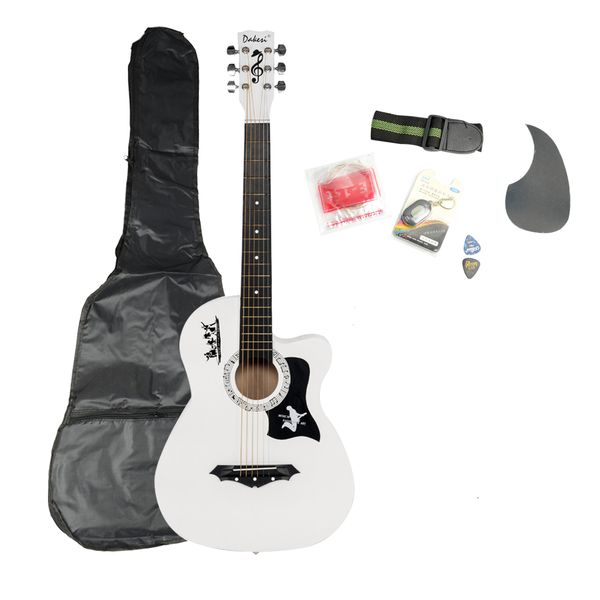 new basswood cutaway white acoustic guitar w/bag string pick strap for beginner shipping from us
new basswood cutaway white acoustic guitar w/bag string pick strap for beginner shipping from us