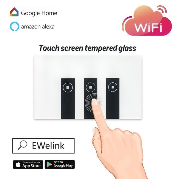 1/ 2/3 / 4 gang touch wall light switch ewelink app wifi remote control switch tempered glass panel work with alexa, google home
1/ 2/3 / 4 gang touch wall light switch ewelink app wifi remote control switch tempered glass panel work with alexa, google home