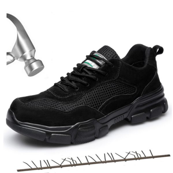 work boots genuine leather men safety shoes steel toe cap breathable comfortable soft lightweight retro tactical boots, Black
work boots genuine leather men safety shoes steel toe cap breathable comfortable soft lightweight retro tactical boots, Black