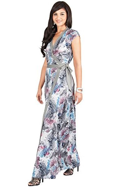 koh koh womens long cap sleeve wrap floral print summer sundress maxi dress, Black;gray
koh koh womens long cap sleeve wrap floral print summer sundress maxi dress, Black;gray