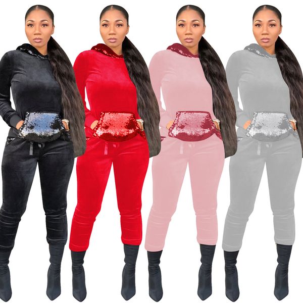 winter women designer tracksuits fashion panelled sequins two piece pants solid color hooded two piece sets, Gray
winter women designer tracksuits fashion panelled sequins two piece pants solid color hooded two piece sets, Gray