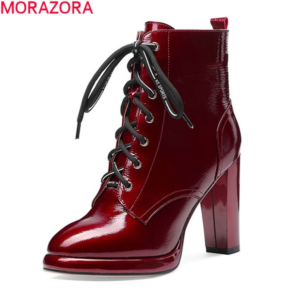 morazora 2020 new arrive new arrive genuine leather ankle boots fashion lace up thick high heels round toe women brand boots, Black
morazora 2020 new arrive new arrive genuine leather ankle boots fashion lace up thick high heels round toe women brand boots, Black