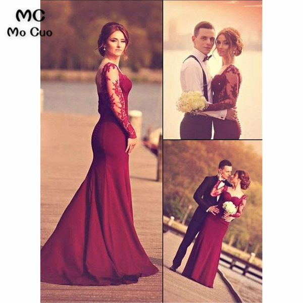 sheer lace mermaid prom dresses with appliques long sleeves sweep train elastic satin evening gown prom dress for women, White;black
sheer lace mermaid prom dresses with appliques long sleeves sweep train elastic satin evening gown prom dress for women, White;black