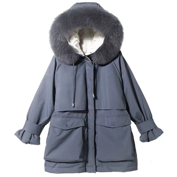 women down parkas large natural fox fur winter down jacket long down coat hooded outwear warm thick parka, Black
women down parkas large natural fox fur winter down jacket long down coat hooded outwear warm thick parka, Black