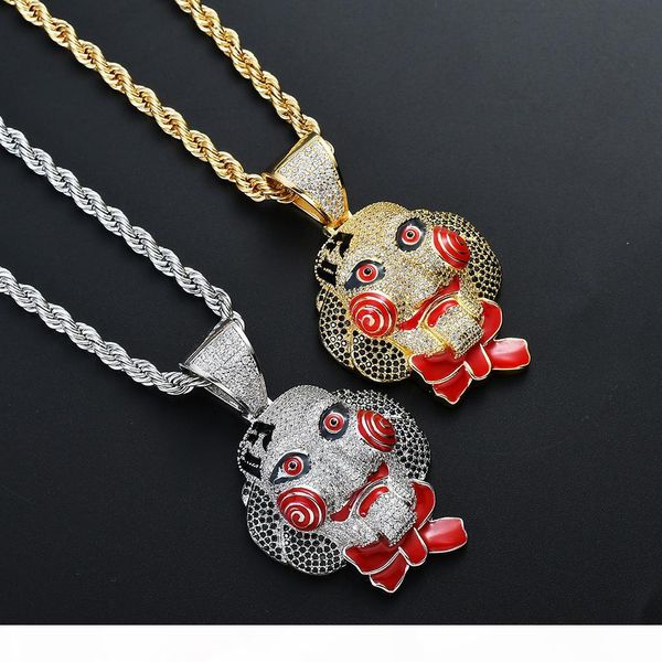 hip hop jewelry cubic zircon gold silver saw horror movie theme iced out chain men's gifts 69 saw clown pendant necklaces
hip hop jewelry cubic zircon gold silver saw horror movie theme iced out chain men's gifts 69 saw clown pendant necklaces