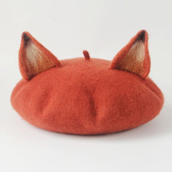 new retro women's cute fox ear beret caps wool blend casual warm painter hat handmade nick cat ear beret hat gift t200106, Blue;gray
new retro women's cute fox ear beret caps wool blend casual warm painter hat handmade nick cat ear beret hat gift t200106, Blue;gray
