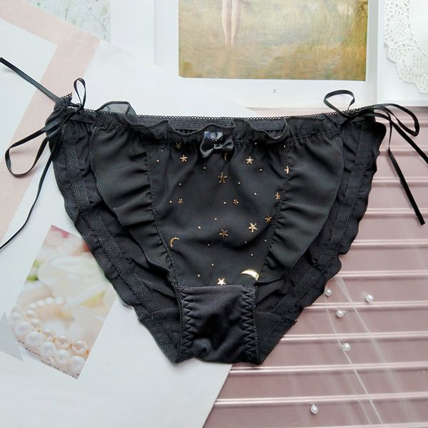 japanese lolita women cute panties star & moon print bowknot ruffle tied underwear teen girls breathable kawaii milk silk briefs, Black;pink
japanese lolita women cute panties star & moon print bowknot ruffle tied underwear teen girls breathable kawaii milk silk briefs, Black;pink