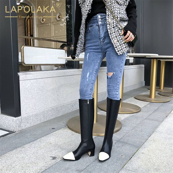 lapolaka genuine cow leather 2020 mix color shoes woman boots chunky heels zip up mid calf boots women shoes, Black
lapolaka genuine cow leather 2020 mix color shoes woman boots chunky heels zip up mid calf boots women shoes, Black