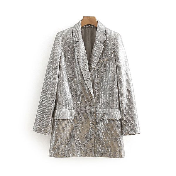 2019 spring women white sequined blazers for womens casual silver notched collar suits sets office ladies chic blazer jackets, White;black
2019 spring women white sequined blazers for womens casual silver notched collar suits sets office ladies chic blazer jackets, White;black