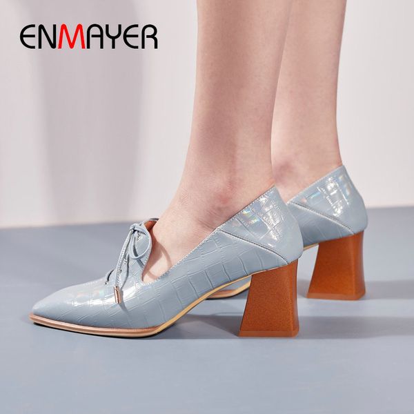 enmayer 2020 pumps women shoes basic square heel genuine leather women shoes high heel casual round toe lace-up ladies, Black
enmayer 2020 pumps women shoes basic square heel genuine leather women shoes high heel casual round toe lace-up ladies, Black