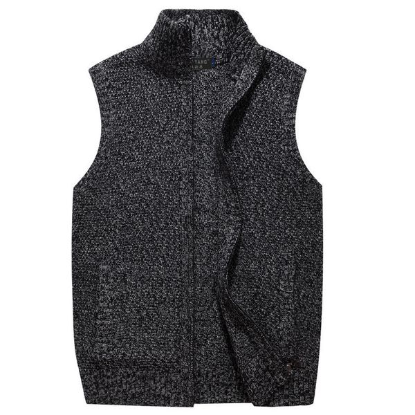men's vests 2021 autumn winter sleeveless thick solid color stand collar zipper warm knit vest jacket, Black;white
men's vests 2021 autumn winter sleeveless thick solid color stand collar zipper warm knit vest jacket, Black;white