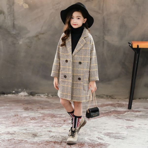 

teens girls coat autumn spring winter clothes for girl thick overcoat children's kid christmas warm outerwear fall woolen jacket, Blue;gray