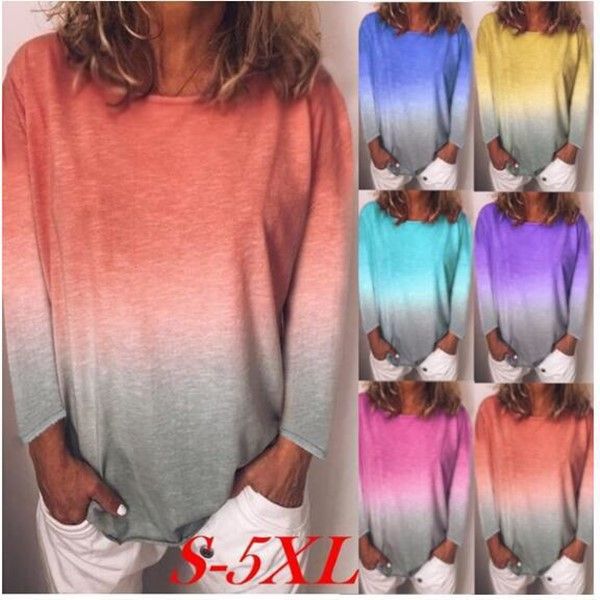 women long sleeve crew neck t-shirt 7 colors gradient printing s-5xl women's clothes ing, White
women long sleeve crew neck t-shirt 7 colors gradient printing s-5xl women's clothes ing, White