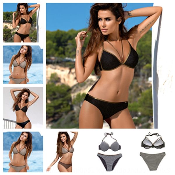 2019 women's bikini exposed bikini solid color two-piece swimsuit women's split swimsuit, White;black
2019 women's bikini exposed bikini solid color two-piece swimsuit women's split swimsuit, White;black