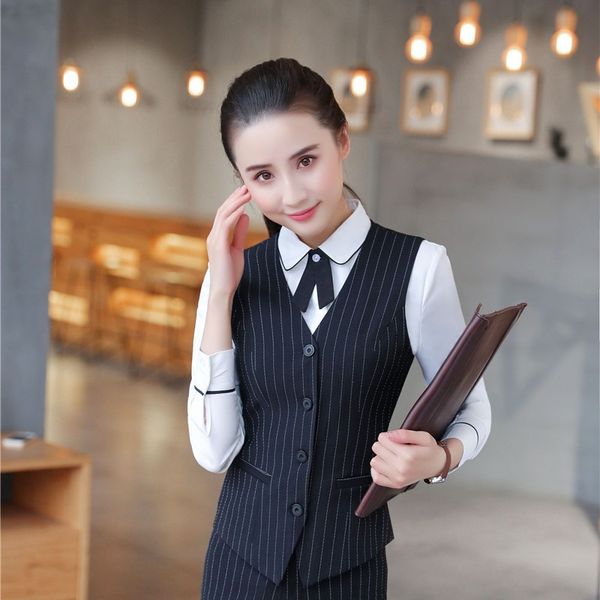 fashion striped styles formal vest coat & waistcoat ladies office work wear women business blazers clothes plus size, Black;white 
fashion striped styles formal vest coat & waistcoat ladies office work wear women business blazers clothes plus size, Black;white