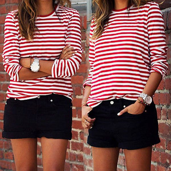 casual 2019 women red white loose long sleeve cotton striped polyester shirt female basic o-neck tee autumn pullovers
casual 2019 women red white loose long sleeve cotton striped polyester shirt female basic o-neck tee autumn pullovers