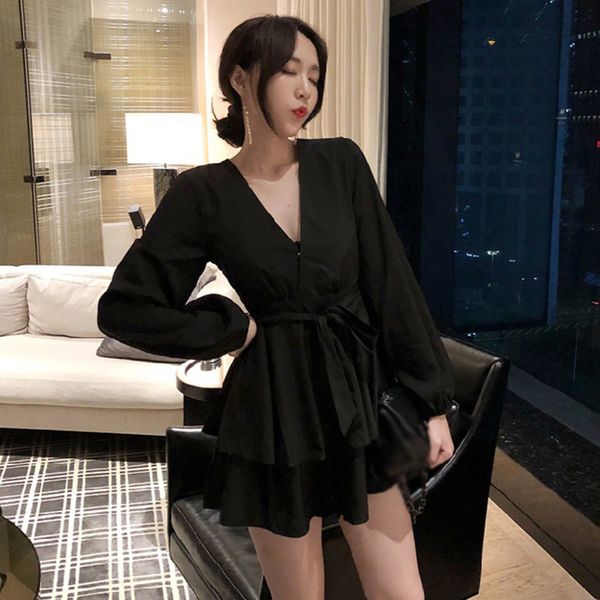 dress women autumn loose v-neck lantern sleeve lace-up dress casual solid color ruffles sweet mini dresses, Black;gray
dress women autumn loose v-neck lantern sleeve lace-up dress casual solid color ruffles sweet mini dresses, Black;gray